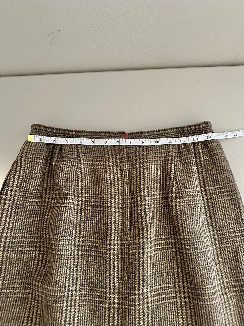 Vtg Charter Club Classic 100% Wool Plaid Skirt Suit Set Size 12 Brown Glen Plaid